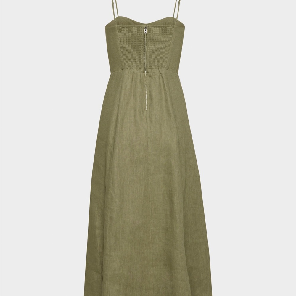 NWT Aritzia Barrafina Linen Dress in Sun-dried Olive 10 - Picture 7 of 8